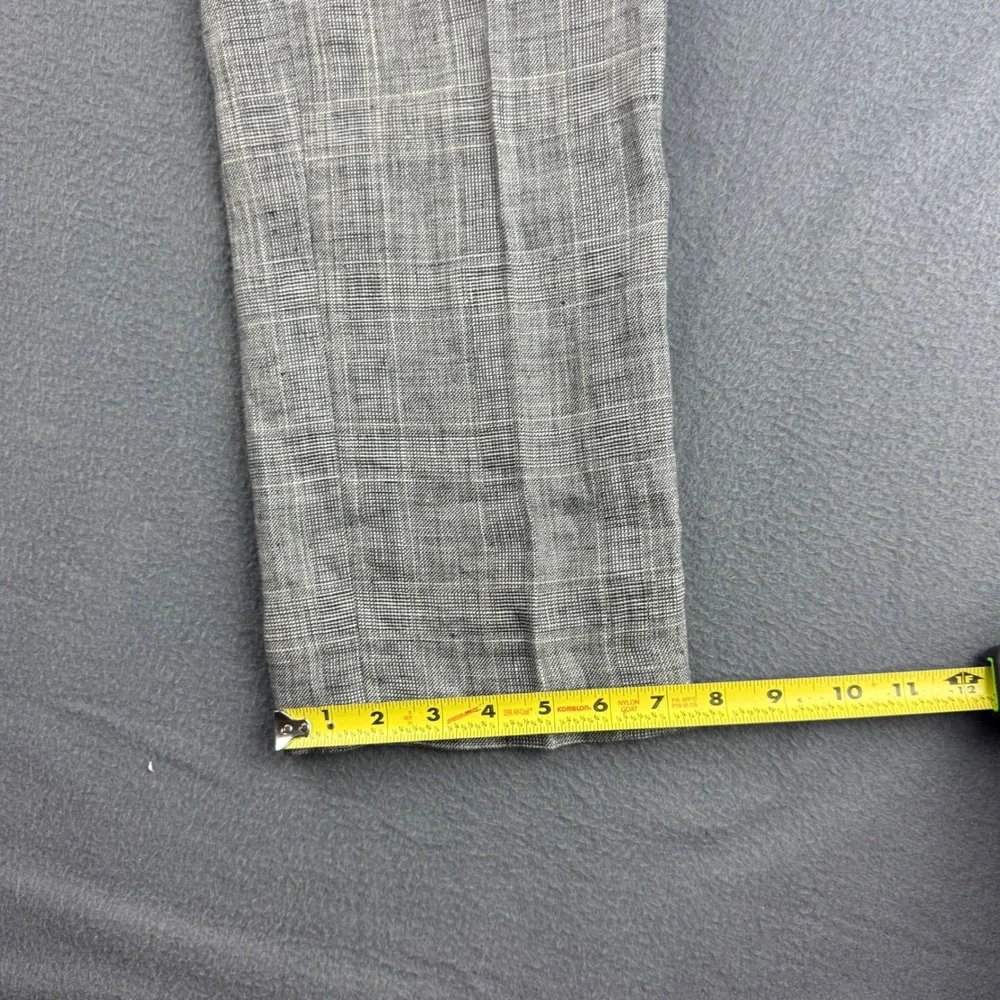 Banana Republic Pants Mens 32x30 (Fits 34) Gray Slim Fit 100% Linen Plaid Dress